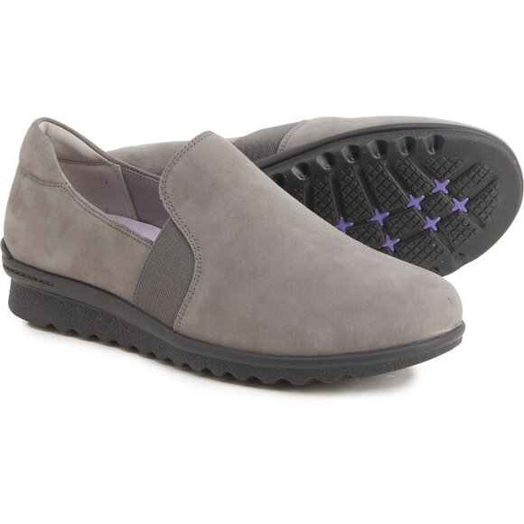 Aravon NIB Women's Grey/Charcoal Leather/Suede Nubuck JOSIE Loafers, Size 9 B - Picture 1 of 8